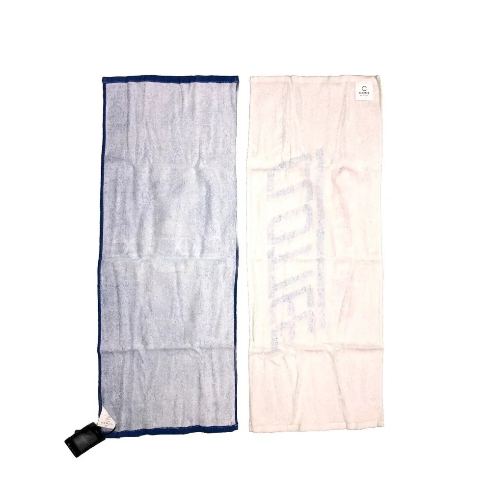 Clottee By Clot Sport Towel Set Of 2 Gym Fitness Yoga Blue White 33x14